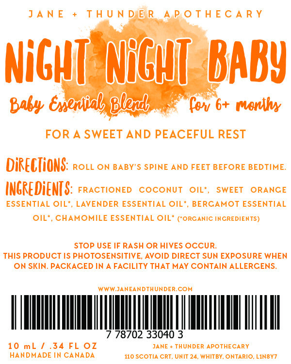 Organic Baby Safe Essential Oil Blend - Night Night Baby - Sleep Remedy