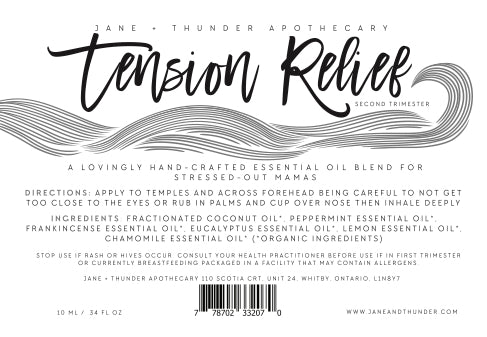 Tension Relief | Organic, Allergy Free, Pregnancy Safe Mama Essential Oils | Jane and Thunder Apothecary